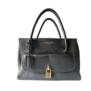 New Marc Jacobs Lock That Leather Tote $550 Black Handbag Purse Bag